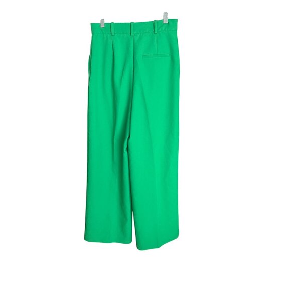 Zara Green Wide-Leg Pants Womens S High-Rise Polyester Blend - Picture 3 of 5